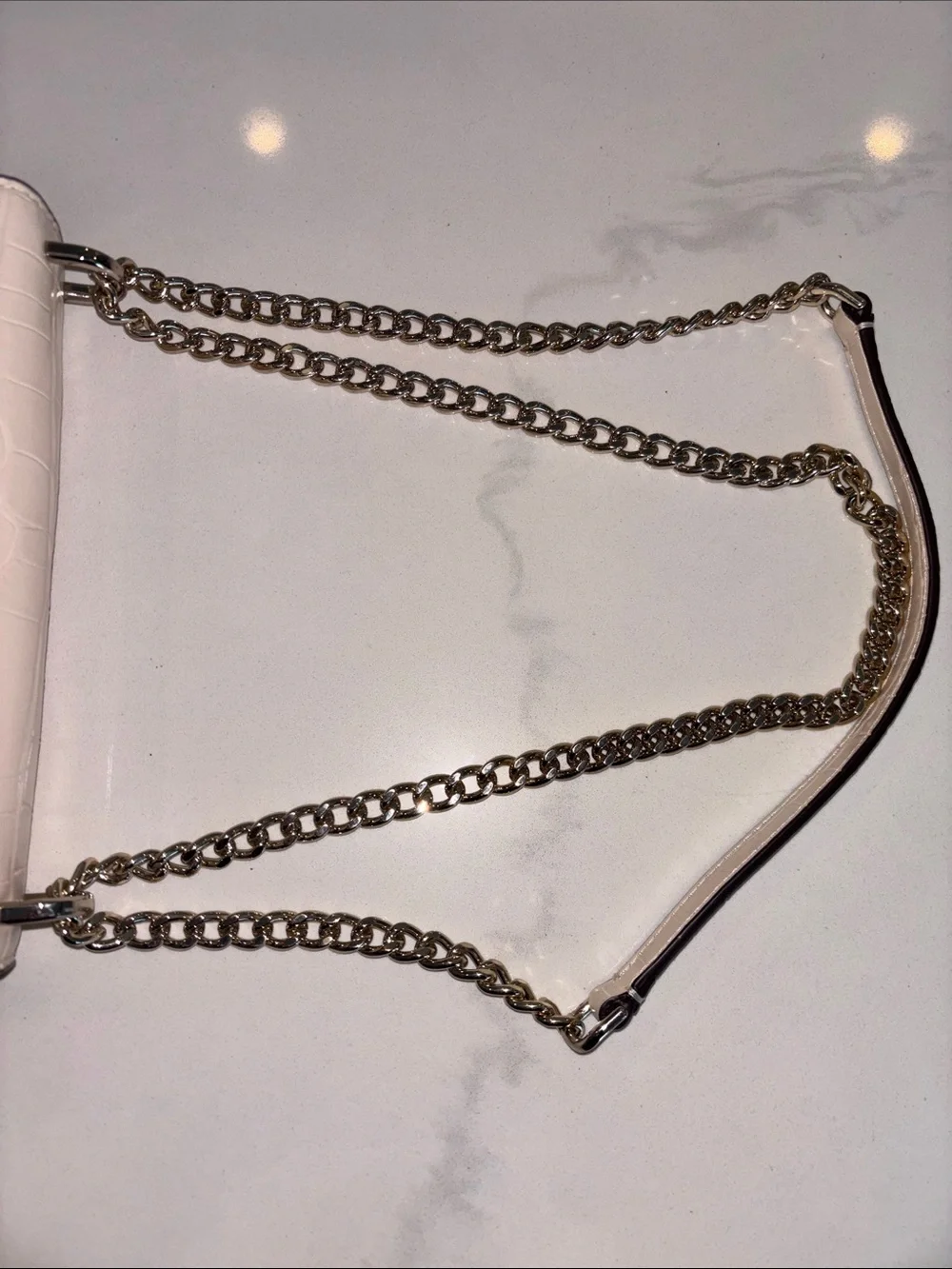 Kate Spade Ivory Leather Croc Embossed Shoulder Bag and Crossbody